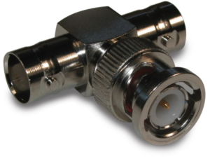 Koaxial-Adapter, 50 Ω, BNC-Stecker auf 2 x BNC-Buchse, T-Form, 112459