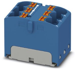 Verteilerblock, Push-in-Anschluss, 0,2-6,0 mm², 6-polig, 32 A, 6 kV, blau, 3273924