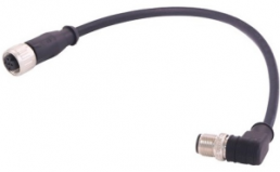 Sensor-Aktor Kabel, M12-Kabelstecker, abgewinkelt auf M12-Kabeldose, gerade, 4-polig, 1.5 m, PUR, schwarz, 21348685491015