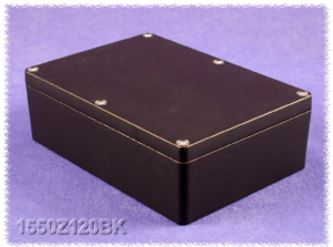 Aluminium Druckgussgehäuse, (L x B x H) 171 x 121 x 45 mm, schwarz (RAL 9005), IP66, 1550Z120BK