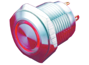 Drucktaster, 1-polig, rot, beleuchtet, 2 A/36 V, Einbau-Ø 16 mm, IP65, PAV16NFS2C6N