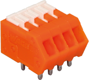 Leiterplattenklemme, 4-polig, RM 2.5 mm, 0,08-0,5 mm², 6 A, Käfigklemme, orange, 218-104/000-012