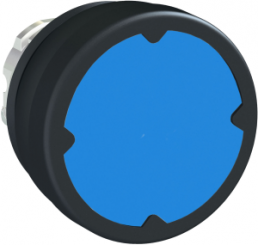 Drucktaster, tastend, Bund rund, blau, Frontring silber, Einbau-Ø 22 mm, ZB4BC680
