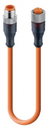 Sensor-Aktor Kabel, M12-Kabelstecker, gerade auf M12-Kabeldose, gerade, 5-polig, 2 m, PUR, orange, 4 A, 12033