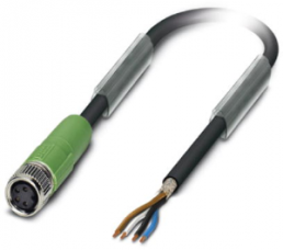 Sensor-Aktor Kabel, Kabeldose auf offenes Ende, 4-polig, 3 m, PUR, schwarz, 4 A, 1521928