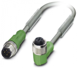 Sensor-Aktor Kabel, M12-Kabelstecker, gerade auf M12-Kabeldose, abgewinkelt, 4-polig, 1.5 m, PUR, grau, 4 A, 1567238