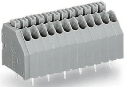 Leiterplattenklemme, 10-polig, RM 2.5 mm, 0,14-0,5 mm², 2 A, Push-in Käfigklemme, grau, 250-410