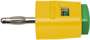 Schnell-Druckklemme, gelb/grün, 30 VAC/60 VDC, 16 A, 4 mm Stecker, vernickelt, SDK 502 / GNGE