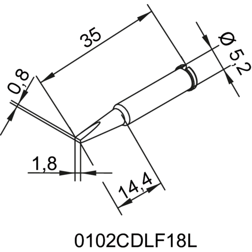 0102CDLF18L/10 Ersa Lötspitzen, Entlötspitzen und Heißluftdüsen Bild 2