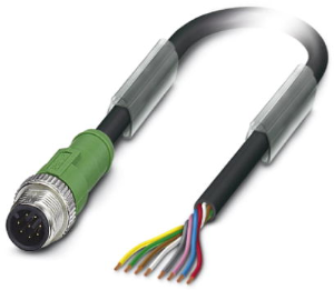 Sensor-Aktor Kabel, M12-Kabelstecker, gerade auf offenes Ende, 8-polig, 5 m, PUR, schwarz, 2 A, 1522516