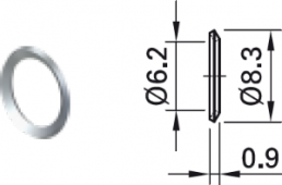 Unterlegscheibe, H 0.9 mm, Innen-Ø 6.2 mm, Außen-Ø 8.3 mm, Nickel, 23.5105