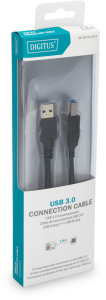 USB 3.0 Adapterleitung, USB Stecker Typ A auf USB Stecker Typ B, 1.8 m, schwarz