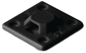 Befestigungssockel, Polyamid, schwarz, selbstklebend, (L x B x H) 19 x 19 x 3.8 mm