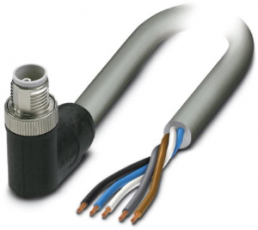 Sensor-Aktor Kabel, M12-Kabelstecker, abgewinkelt auf offenes Ende, 5-polig, 3 m, PVC, grau, 16 A, 1414856