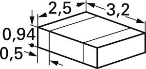 Keramik-Kondensator, 100 nF, 50 V (DC), ±10 %, SMD 1210, X7R, 12105C104KAT2A