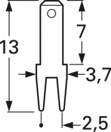 Flachstecker, 2,8 x 0,5 mm, L 13 mm, unisoliert, gerade, 3785A05.68