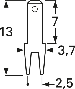 Flachstecker, 2,8 x 0,8 mm, L 13 mm, unisoliert, gerade, 3785A08.68