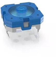 Kurzhubtaster, 1 Schließer, 0,1 A/35 V, unbeleuchtet, Betätiger (blau, L 1.11 mm), 2,5 N, THT