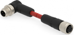 Sensor-Aktor Kabel, M12-Kabelstecker, abgewinkelt auf M12-Kabeldose, gerade, 4-polig, 10 m, PVC, rot, 4 A, TAA54AB1411-007