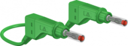 Messleitung mit (4 mm Stecker, gefedert, gerade) auf (4 mm Stecker, gefedert, gerade), 1 m, grün, Silikon, 2,5 mm², CAT II