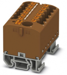 Verteilerblock, Push-in-Anschluss, 0,14-4,0 mm², 13-polig, 24 A, 8 kV, braun, 3274198