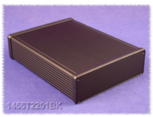 Aluminium-Druckguss Gehäuse, (L x B x H) 220 x 165 x 51 mm, schwarz (RAL 9005), IP54, 1455T2201BK
