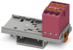 Verteilerblock, Push-in-Anschluss, 0,14-4,0 mm², 6-polig, 24 A, 8 kV, pink, 3273017