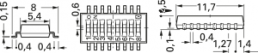 DIP-Schalter, Aus-Ein, 8-polig, gerade, 100 mA/6 VDC, CHS-08MB