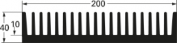 Strangkühlkörper, 1000 x 200 x 40 mm, 1.05 bis 0.45 K/W, Schwarz eloxiert