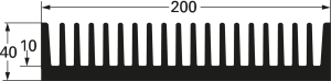 Strangkühlkörper, 100 x 200 x 40 mm, 1.05 bis 0.45 K/W, Schwarz eloxiert