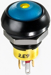 Druckschalter, 1-polig, schwarz, beleuchtet (gelb), 4 A/12 V, Einbau-Ø 13.6 mm, IP67, IPR1SAD2L0Y