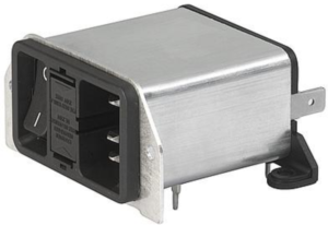 IEC-Stecker-C14, 50 bis 60 Hz, 4 A, 250 VAC, 1.5 mH, Flachstecker 6,3 mm, DD22.4121.1111