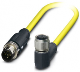 Sensor-Aktor Kabel, M12-Kabelstecker, gerade auf M12-Kabeldose, abgewinkelt, 5-polig, 1.5 m, PVC, gelb, 4 A, 1406134
