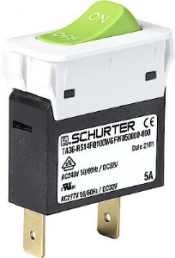 Thermischer Geräteschutzschalter, 1-polig, T-Charakteristik, 5 A, 32 V (DC), 240 V (AC), Flachstecker 6,3 x 0,8 mm, Snap-in, IP40