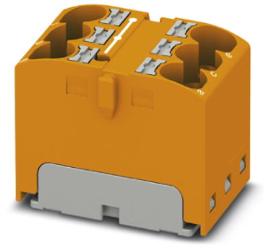 Verteilerblock, Push-in-Anschluss, 0,2-6,0 mm², 6-polig, 32 A, 6 kV, orange, 3273808