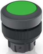 RAFIX 22 QR, Leuchtdrucktaster, Blende flach, Bundrund, tastend, Frontring schwarz, Blende grün