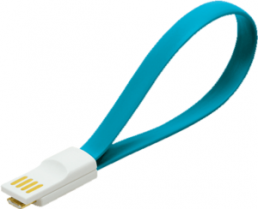 USB 2.0 Adapterleitung, USB Stecker Typ A auf Micro-USB Stecker Typ B, 0.2 m, blau