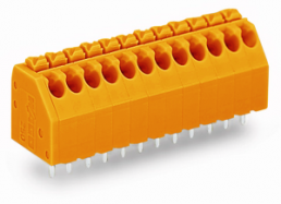 Leiterplattenklemme, 10-polig, RM 3.5 mm, 0,2-1,5 mm², 8 A, Push-in Käfigklemme, orange, 250-110/000-012
