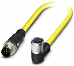 Sensor-Aktor Kabel, M12-Kabelstecker, gerade auf M12-Kabeldose, abgewinkelt, 5-polig, 0.5 m, PVC, gelb, 4 A, 1406156
