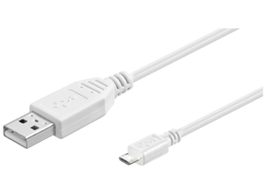 USB 2.0 Adapterleitung, USB Stecker Typ A auf Micro-USB Stecker Typ B, 0.6 m, weiß