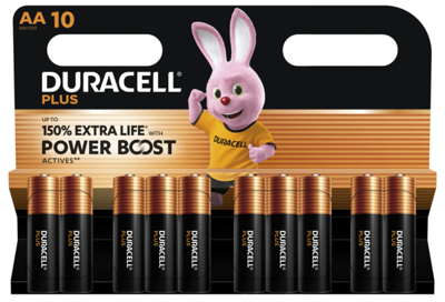 DURACELL PLUS POWER BOOST AA10 Duracell Rundzellen, 9V-Blöcke