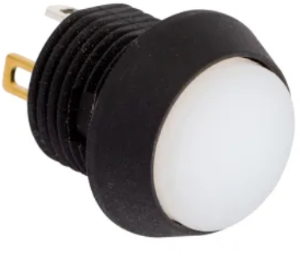 Drucktaster, 1-polig, schwarz, beleuchtet (weiß), 0,4 A/32 V, Einbau-Ø 13 mm, IP67, FL13LW5