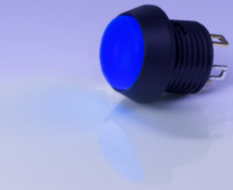 Drucktaster, 1-polig, schwarz, beleuchtet (blau), 0,4 A/32 V, Einbau-Ø 12 mm, IP67, FL12LB5