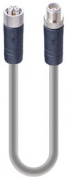Sensor-Aktor Kabel, M12-Kabelstecker, gerade auf M12-Kabeldose, gerade, 5-polig, 0.6 m, PUR, grau, 16 A, 934853490