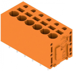 Leiterplattenklemme, 6-polig, RM 5.08 mm, 0,12-2,5 mm², 20 A, Federklemmanschluss, orange, 1331480000