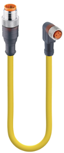 Sensor-Aktor Kabel, M12-Kabelstecker, gerade auf M8-Kabeldose, abgewinkelt, 3-polig, 5 m, PUR, gelb, 4 A, 7739