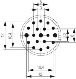 Einsatz für Sensor/Aktor-Steckverbinder, SAI-M23-BE-19-F-PE