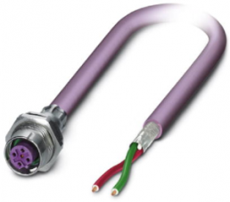 Sensor-Aktor Kabel, M12-Kabeldose, gerade auf offenes Ende, 2-polig, 1 m, PUR, violett, 4 A, 1437452