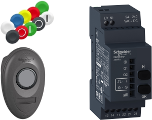 Drucktaster mit Sender und Empfänger, tastend, Bund rund, Frontring schwarz, Einbau-Ø 22 mm, XB5RMA04
