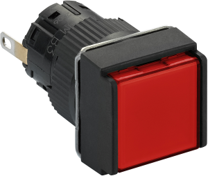 Meldeleuchte, Bund quadratisch, rot, Frontring schwarz, Einbau-Ø 16 mm, XB6ECV4BP